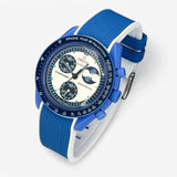 Bracelet MoonSwatch en Caoutchouc Premium 2 Couleurs Blue Moon: Bleu Blanc