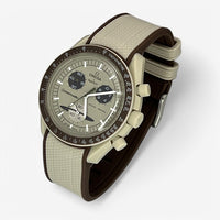 Bracelet MoonSwatch en Caoutchouc Premium 2 Couleurs Saturne: Beige Marron