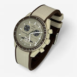 Bracelet MoonSwatch en Caoutchouc Premium 2 Couleurs Saturne: Beige Marron