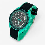 Bracelet MoonSwatch en Caoutchouc Premium 2 Couleurs Polar Lights: Bleu Marine Bleu Cyan