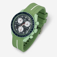 Bracelet Moonswatch Mission On Earth Caoutchouc Premium 1 Bande : Vert Clair Blanc
