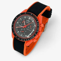 Bracelet MoonSwatch en Caoutchouc Premium 2 Couleurs Lava: Noir Orange
