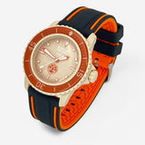 Bracelet Fifty Fathoms Arctic Ocean Caoutchouc 2 Bandes: Noir Orange