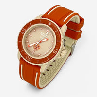 Bracelet Fifty Fathoms Arctic Ocean Caoutchouc 2 Bandes: Orange Beige