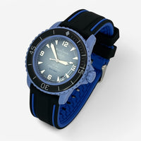 Bracelet Blancpain x Swatch en Caoutchouc 2 bandes Noir Bleu