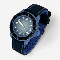 Bracelet Blancpain x Swatch en Caoutchouc 2 bandes Bleu Foncé Bleu