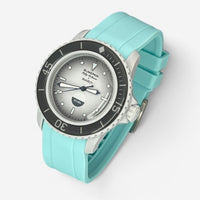 Bracelet Blancpain x Swatch en Caoutchouc Uni Antarctic: Bleu Cyan