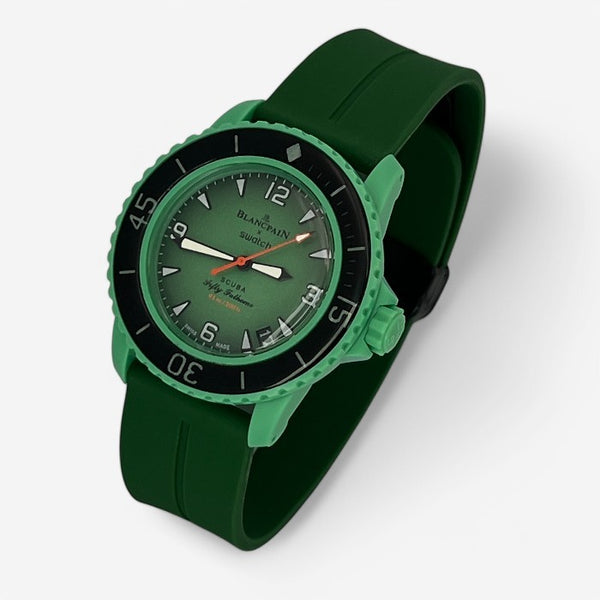 Bracelet Blancpain x Swatch en Caoutchouc à Clips Vert Noir