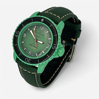 Bracelet Blancpain x Swatch en Vrai Cuir Clair Vert