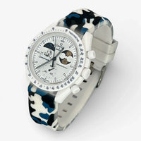 Bracelet Moonswatch Mission To Earthphase - Moonshine Gold Cold Moon Caoutchouc Militaire : Blanc