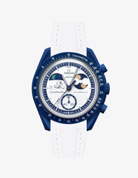 Bracelet Moonswatch Mission to Earthphase - Moonshine Gold Caoutchouc Premium: Blanc