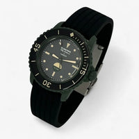 Bracelet Fifty Fathoms Green Abyss Caoutchouc Nervuré: Noir