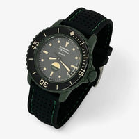 Bracelet Fifty Fathoms Green Abyss Caoutchouc Premium perforé: Noir Vert