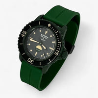 Bracelet Fifty Fathoms Green Abyss Caoutchouc A clips: Vert Noir