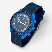 Bracelet Moonswatch Mission to Neptune Caoutchouc Premium 1 Bande: Bleu Marine Bleu