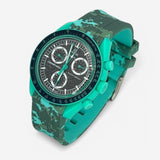 Bracelet Moonswatch Mission On Earth: Polar Lights Caoutchouc Militaire: Bleu Cyan