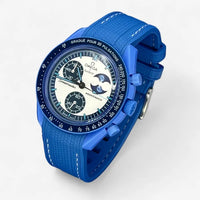 Bracelet MoonSwatch en Caoutchouc Premium Blue Moon: Bleu Blanc