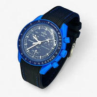 Bracelet MoonSwatch en Caoutchouc Premium Neptune: Noir Bleu