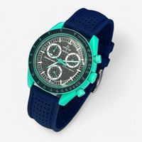 Bracelet Moonswatch Mission On Earth: Polar Lights Caoutchouc Premium perforé: Bleu