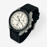 Bracelet MoonSwatch en Caoutchouc Texturé Premium Uni 1965: Noir
