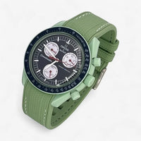 Bracelet MoonSwatch en Caoutchouc Premium Earth: Vert Clair Blanc