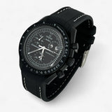 Bracelet Moonswatch Mission to the Moonphase - New Moon Caoutchouc Premium : Noir Blanc