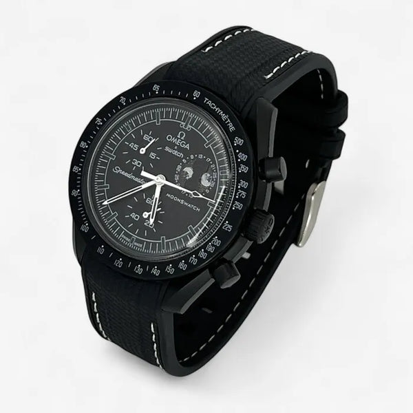 Bracelet MoonSwatch en Caoutchouc Premium New Moon: Noir Blanc