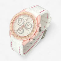 Bracelet MoonSwatch en Caoutchouc Premium Venus: Blanc Rose