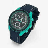 Bracelet MoonSwatch en Caoutchouc Premium Polar Lights: Bleu Marine Blanc