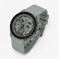 Bracelet MoonSwatch en Caoutchouc Premium Earthphase: Gris Blanc