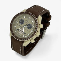 Bracelet MoonSwatch en Caoutchouc Premium Saturne: Marron Blanc