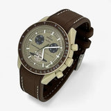 Bracelet MoonSwatch en Caoutchouc Premium Saturne: Marron Blanc