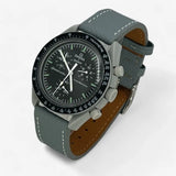 Bracelet Moonswatch Mission to the Moon Autre : Cuir Nato Acier Toile Cuir texturé : Gris Blanc