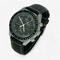 Bracelet Moonswatch Mission to the Moon Autre : Cuir Nato Acier Toile Cuir : Noir