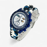 Bracelet Moonswatch Mission to Earthphase - Moonshine Gold Caoutchouc Militaire: Blanc