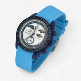 Bracelet Moonswatch Mission to Earthphase - Moonshine Gold Caoutchouc Premium uni: Bleu Cyan