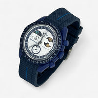 Bracelet Moonswatch Mission to Earthphase - Moonshine Gold Caoutchouc Premium 1 bande: Bleu Marine Bleu