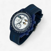 Bracelet Moonswatch Mission to Earthphase - Moonshine Gold Caoutchouc Premium 1 bande: Bleu Marine Bleu