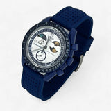 Bracelet Moonswatch Mission to Earthphase - Moonshine Gold Caoutchouc Premium perforé: Bleu