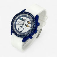 Bracelet Moonswatch Mission to Earthphase - Moonshine Gold Caoutchouc Premium uni: Blanc