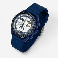 Bracelet Moonswatch Mission to Earthphase - Moonshine Gold Autres: Cuir Nato Toile Acier Nato lisse: Bleu Marine
