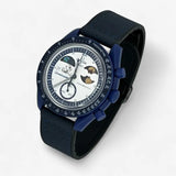 Bracelet Moonswatch Mission to Earthphase - Moonshine Gold Autres: Cuir Nato Toile Acier Cuir lisse: Bleu Marine