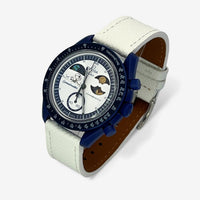 Bracelet Moonswatch Mission to Earthphase - Moonshine Gold Autres: Cuir Nato Toile Acier Cuir texturé: Blanc