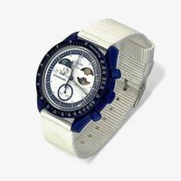 Bracelet Moonswatch Mission to Earthphase - Moonshine Gold Autres: Cuir Nato Toile Acier Nato uni: Blanc