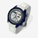 Bracelet Moonswatch Mission to Earthphase - Moonshine Gold Caoutchouc Premium à clips : Blanc Blanc