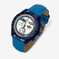 Bracelet Moonswatch Mission to Earthphase - Moonshine Gold Autres: Cuir Nato Toile Acier Cuir uni: Bleu