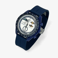 Bracelet Moonswatch Mission to Earthphase - Moonshine Gold Caoutchouc Clips: Bleu Marine