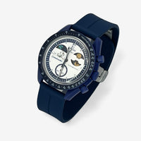 Bracelet Moonswatch Mission to Earthphase - Moonshine Gold Caoutchouc Clips: Bleu Marine