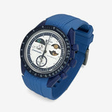 Bracelet Moonswatch Mission to Earthphase - Moonshine Gold Caoutchouc Design : Bleu