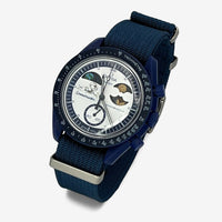 Bracelet Moonswatch Mission to Earthphase - Moonshine Gold Autres: Cuir Nato Toile Acier Nato uni: Bleu Marine